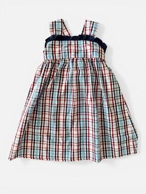 Stitchy Fish Red White and Blue Plaid Bow Dress size 4